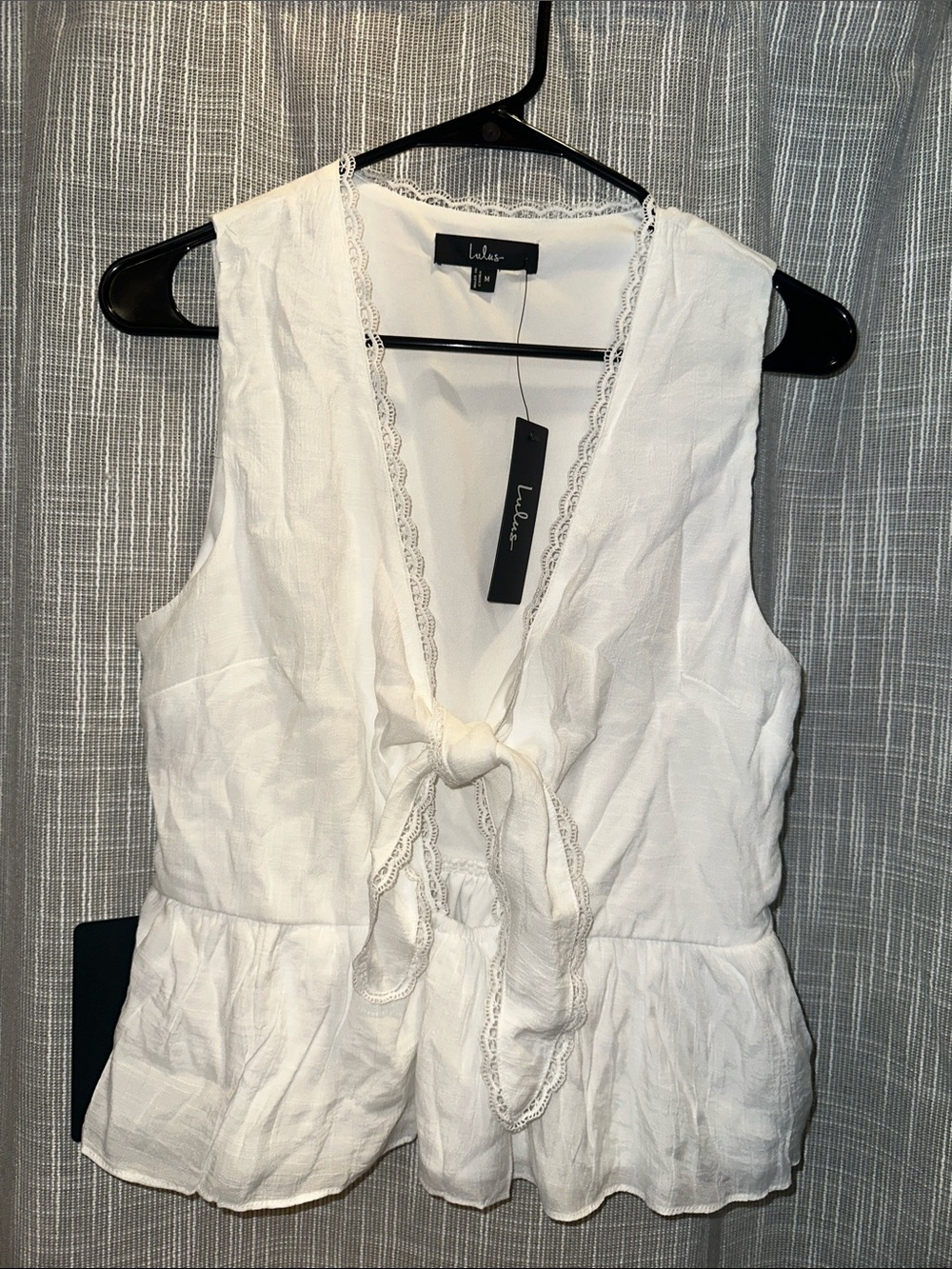 Lulu's White Tie-Front Peplum Camisole